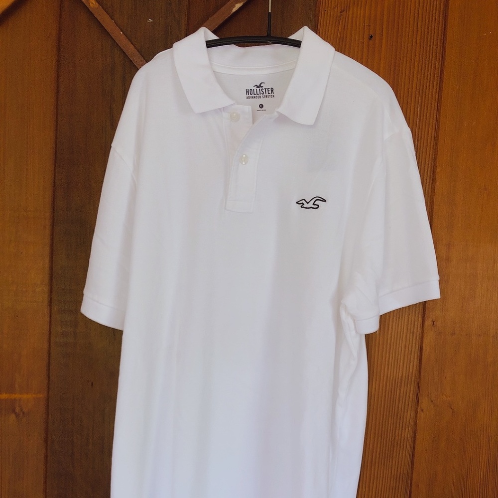Hollister Advanced Stretch Mens polo XL -white-